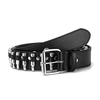 Curea de decorare cu glonț gol cu nit pentru bărbați, gotic rock, modă pentru femei, cadou cu împânzire din piele, sălbatic reglabil pentru femei, curea neagră punk