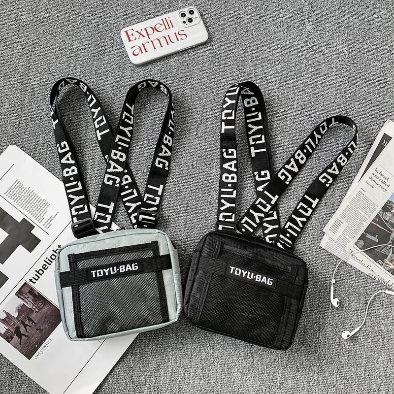 Geantă pentru piept la modă, ajustabilă, pentru femei, bărbați, vestă Fanny Pack, nailon, în aer liber, hip hop, îmbrăcăminte de stradă, vestă de călătorie