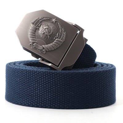 Muški platneni taktički vojni remen za vanjske prilike 3D sovjetski nacionalni grb s metalnom kopčom Unisex remen za traperice za muškarce Pojas za vojnu obuku