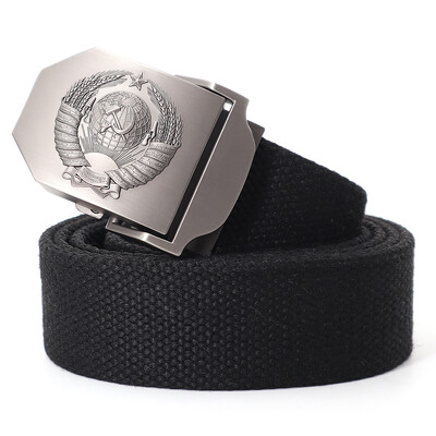 Muški platneni taktički vojni remen za vanjske prilike 3D sovjetski nacionalni grb s metalnom kopčom Unisex remen za traperice za muškarce Pojas za vojnu obuku