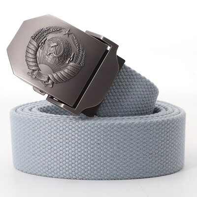 Muški platneni taktički vojni remen za vanjske prilike 3D sovjetski nacionalni grb s metalnom kopčom Unisex remen za traperice za muškarce Pojas za vojnu obuku