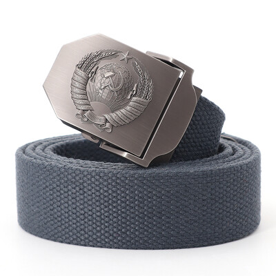 Muški platneni taktički vojni remen za vanjske prilike 3D sovjetski nacionalni grb s metalnom kopčom Unisex remen za traperice za muškarce Pojas za vojnu obuku