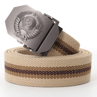 Muški platneni taktički vojni remen za vanjske prilike 3D sovjetski nacionalni grb s metalnom kopčom Unisex remen za traperice za muškarce Pojas za vojnu obuku