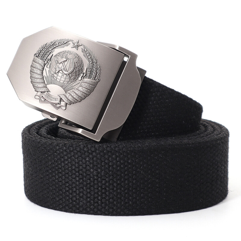 Muški platneni taktički vojni remen za vanjske prilike 3D sovjetski nacionalni grb s metalnom kopčom Unisex remen za traperice za muškarce Pojas za vojnu obuku