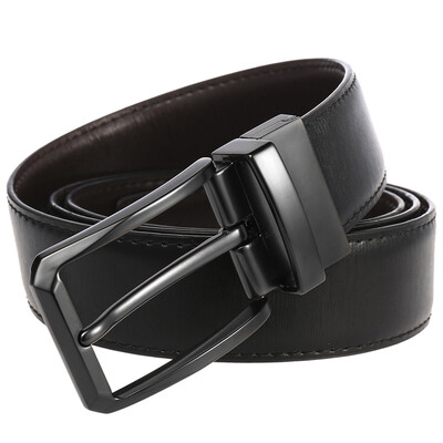 MEDYLA vīriešu dabiskās govs ādas josta ikdienišķa biznesa stila abpusēja josta vīriešu senioriem, melna rotējoša sprādzes uzvalka josta Dropshipping