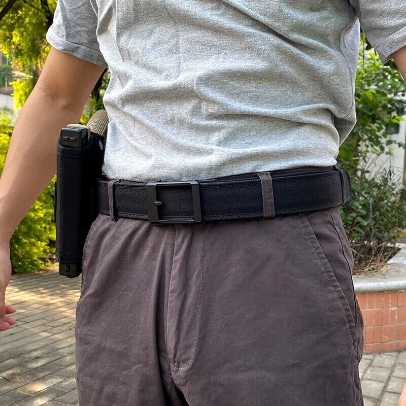1 buc centură pentru bărbați, în aer liber, cu cataramă din aliaj multifuncțional, centură tactică, pânză, pentru antrenament cu centură de nailon, curele cu agățare rapidă, centură neutră