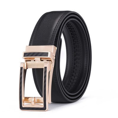 Vīriešu govs ādas viltus sprādzes josta Automātiska ādas jostas josta Modes aksesuāri Sudraba zelts