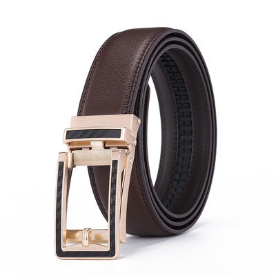 Vīriešu govs ādas viltus sprādzes josta Automātiska ādas jostas josta Modes aksesuāri Sudraba zelts