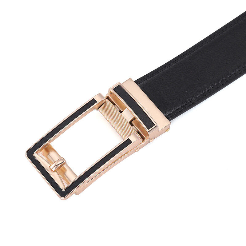 Vīriešu govs ādas viltus sprādzes josta Automātiska ādas jostas josta Modes aksesuāri Sudraba zelts