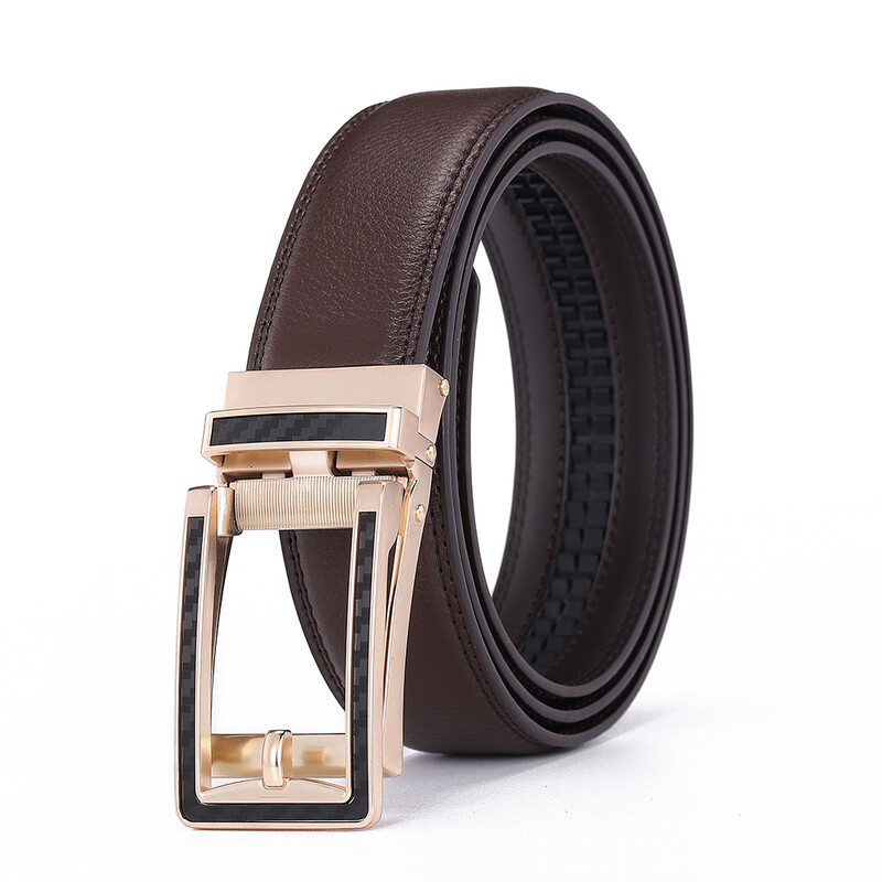 Vīriešu govs ādas viltus sprādzes josta Automātiska ādas jostas josta Modes aksesuāri Sudraba zelts