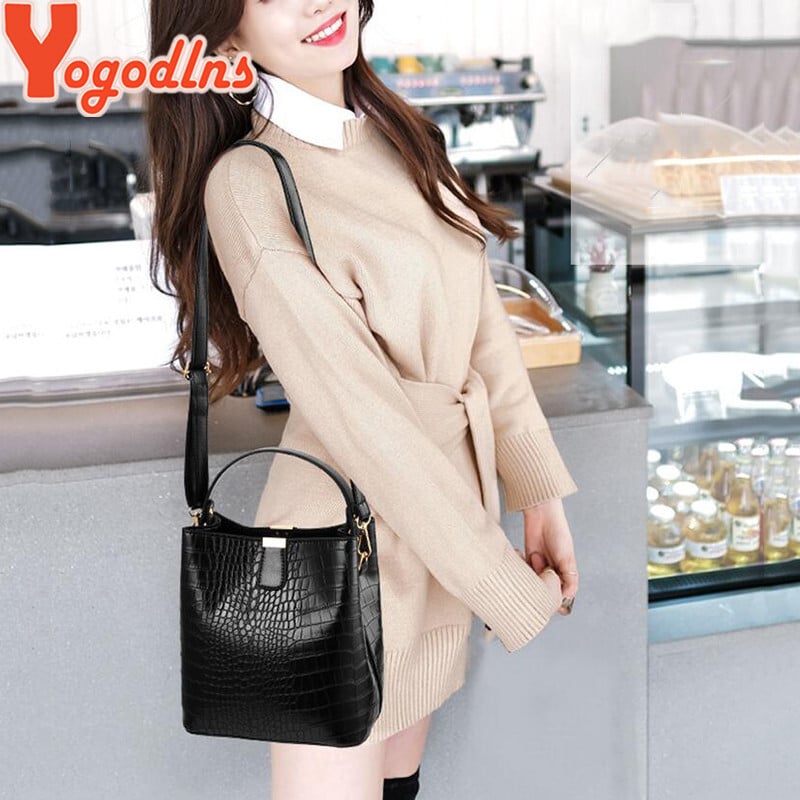 Yogodlns Retro aligators kausa somas Sieviešu krokodilu rokassomiņa Lielas ietilpības Crossbody soma Jauna plecu soma telefona soma