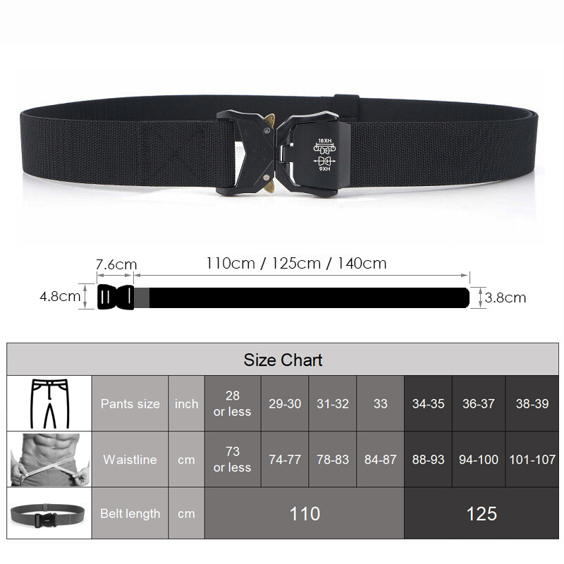 KOLBER 110 cm/125 cm/140 cm elastīga vīriešu josta ar alumīnija sprādzi, ātri noņemama āra ikdienas josta, militārā taktiskā josta vīriešiem