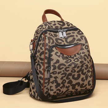 Дизайнерска дамска раница Vintage Leopard Bagpack ученическа чанта за тийнейджъри Момическа многофункционална раница дамска чанта за рамо