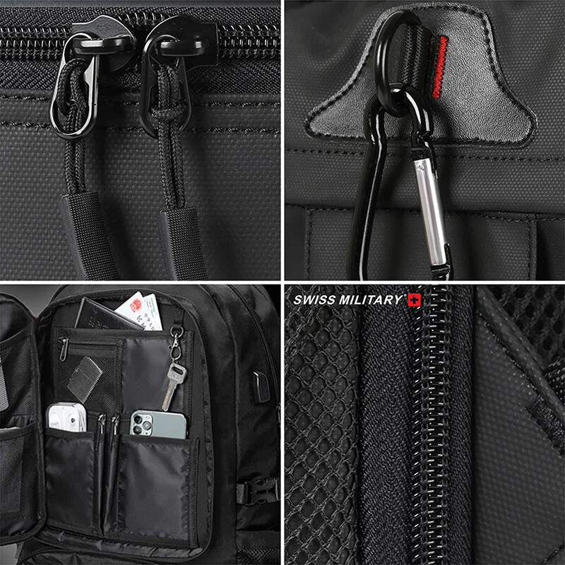 Rucsac de călătorie MILITAR ELVETIAN Geantă de mare capacitate, impermeabilă, extensibilă prin USB, geantă pentru laptop 17,3, pentru bărbați, pentru sport în aer liber, Mochila
