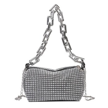 Τσάντα Allover Rhinestone Bucket, Glitter Chain Prom Glitter, Γυναικεία μίνι τσάντα χιαστί (6,3*3,54) ίντσες