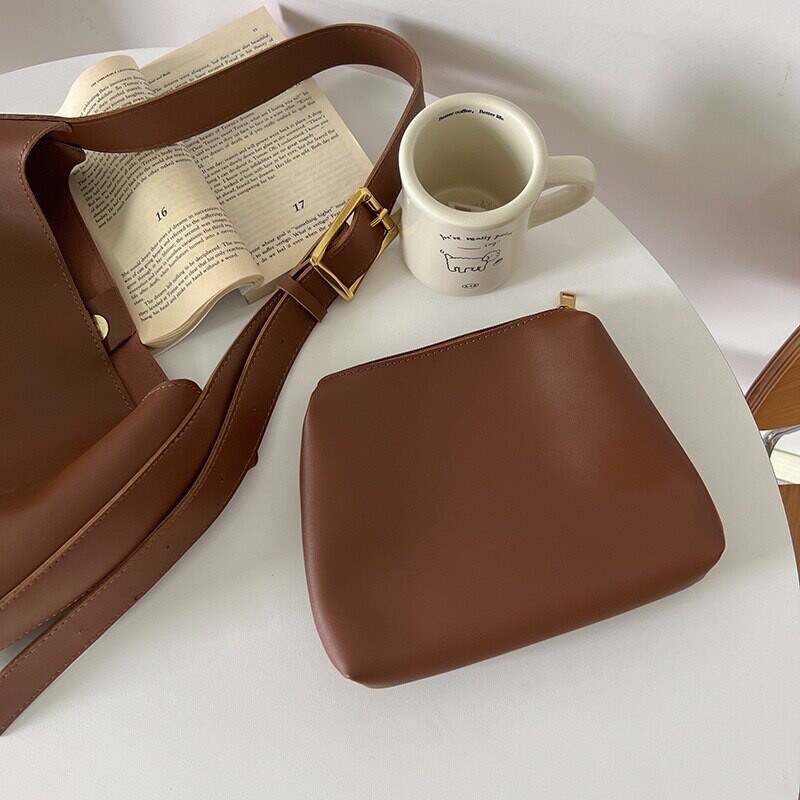 Univerzalna ženska torba na rame Jednobojna modna torba preko ramena Ženska minimalistička torba od PU kože za posao