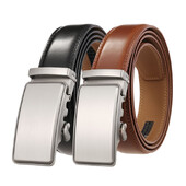 3,5 cm plata bikšu josta vīriešiem Dabīga neporaina brūna josta Metāla automātiska sprādze Vīriešu īstas ādas josta