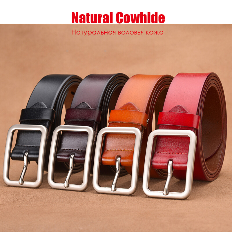 VATLTY 95cm-115cm ženski kožni remen 33mm prirodna goveđa koža srebrna kopča uniseks smeđi remen modne hlače pojas muški
