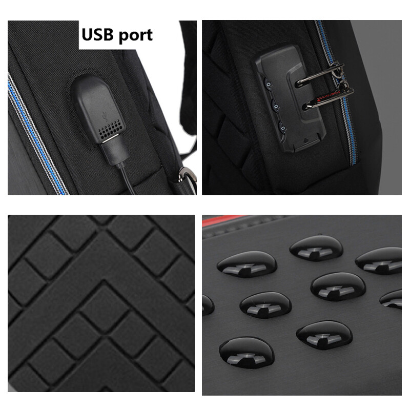 Vīriešu PVC daudzfunkciju USB plecu pretaizdzīšanas Sporta Cross Body Sling Sporta zāle Krūšu somas Ceļojumu Messenger Pack Ikdienas komplekts vīriešiem