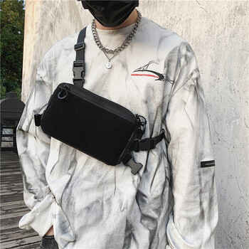 Unisex Tactical Chest Rig Τσάντα Hip Hop Streetwear Τσάντα Λειτουργικό Πακ μέσης Ρυθμιζόμενη χιαστί Τσάντα στήθους εξωτερικού χώρου Σακίδιο πλάτης γιλέκο