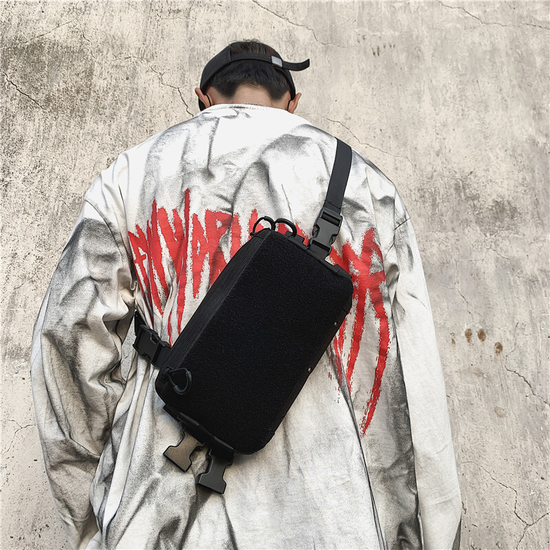 Geantă tactică pentru piept unisex, geantă hip hop pentru îmbrăcăminte de stradă, pachet funcțional pentru talie, geantă pentru piept, în aer liber, cu vestă.