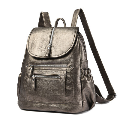 Rucsacuri din piele moale pentru femei Rucsac de mare capacitate pentru femei Rucsac ocazional de călătorie pentru femei Machial Feminina pentru adolescenți Grils