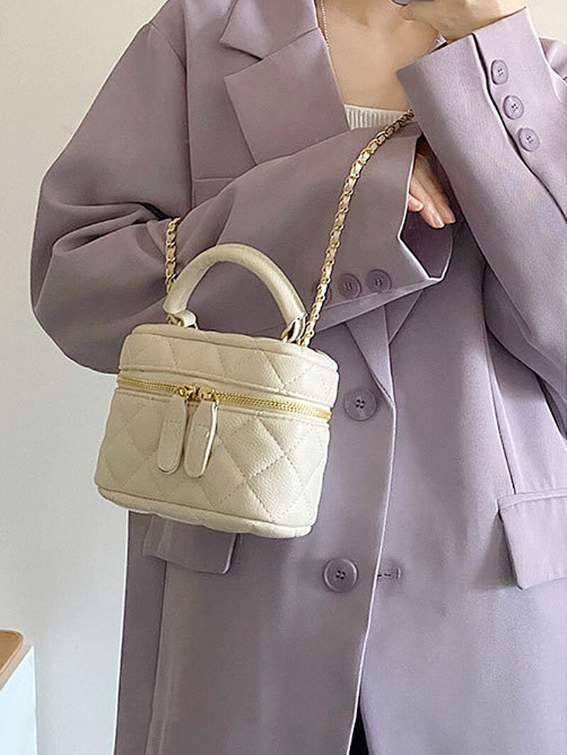 Mini geantă de mână cu lanț matlasat, cu diamante, în carouri, pentru femei, geantă mică de designer de modă