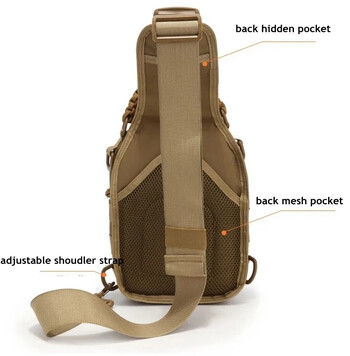 Ανδρική τσάντα στήθους εξωτερικού χώρου Camo Shoulder Bag Sling Backpack 900D Oxford Mountain Camping Fishing Trekking Molle Mi