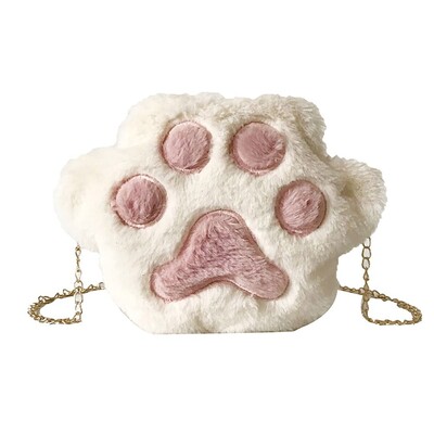 Geantă de mână în formă de labă de urs moale din blană artificială pentru femei la modă