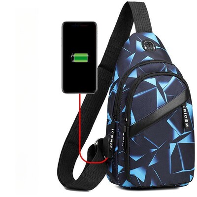 Sute de bărbați crossbody interfață de încărcare USB antifurt impermeabilă moda camuflaj geanta pentru piept bărbați material Oxford