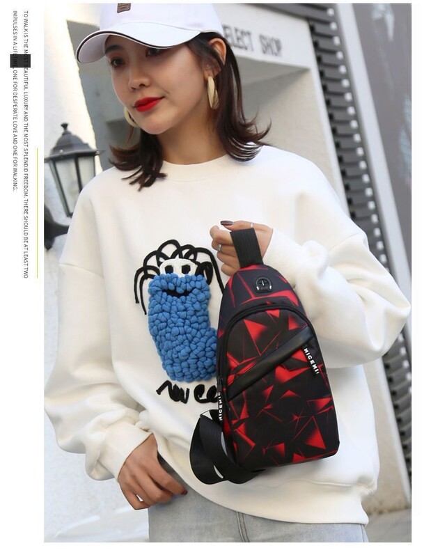 Sute de bărbați crossbody interfață de încărcare USB antifurt impermeabilă moda camuflaj geanta pentru piept bărbați material Oxford