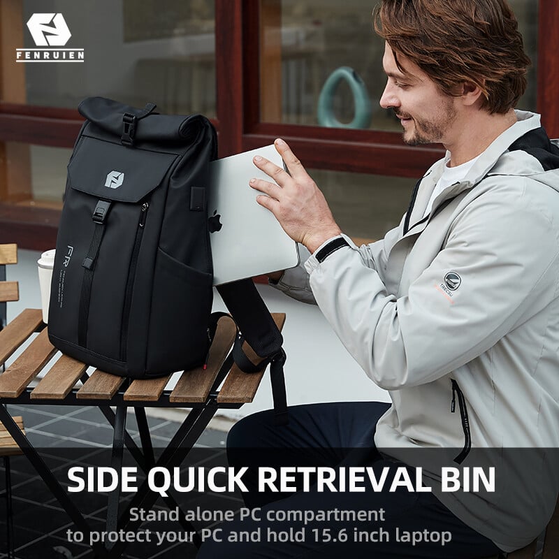 2023 Nou Rucsac de călătorie Fenruien pentru bărbați, rezistent la apă, încărcare USB, 26-30L, rucsac de afaceri de mare capacitate, geantă de școală pentru laptop