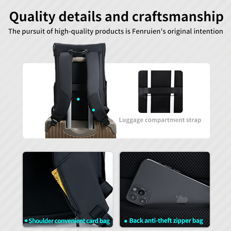 2023 Nou Rucsac de călătorie Fenruien pentru bărbați, rezistent la apă, încărcare USB, 26-30L, rucsac de afaceri de mare capacitate, geantă de școală pentru laptop