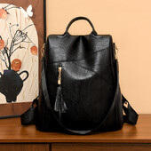 Geantă de mână cu ciucuri de modă de mare capacitate pentru femei, din piele, antifurt, pentru femei, geantă de umăr multifuncțională