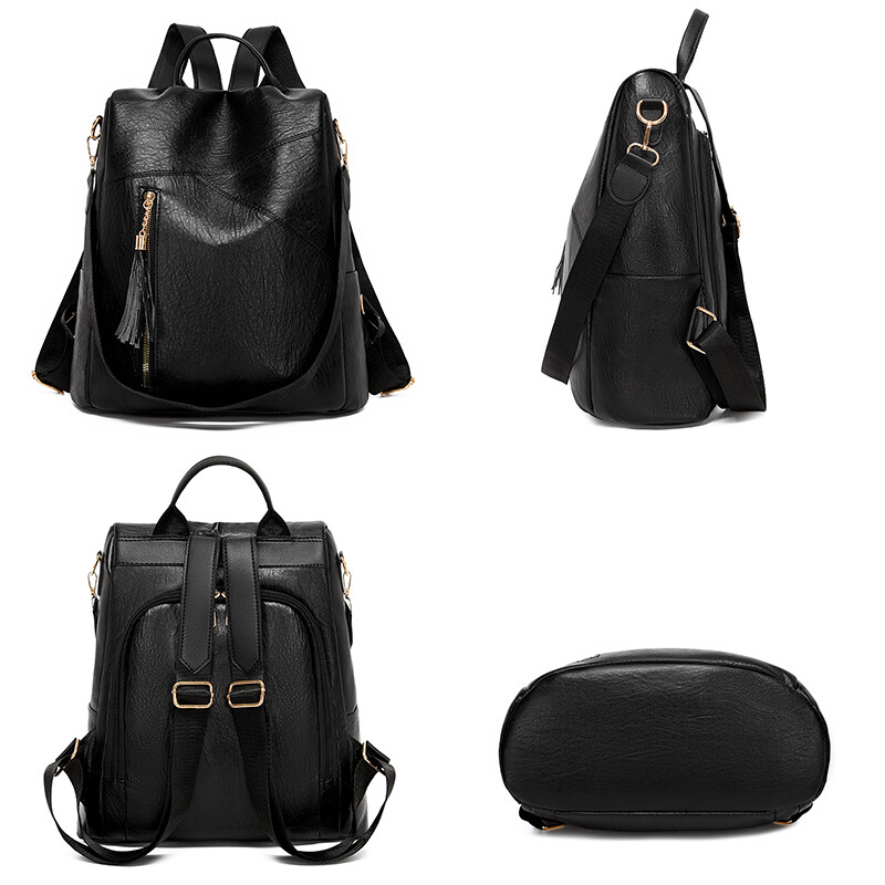 Geantă de mână cu ciucuri de modă de mare capacitate pentru femei, din piele, antifurt, pentru femei, geantă de umăr multifuncțională