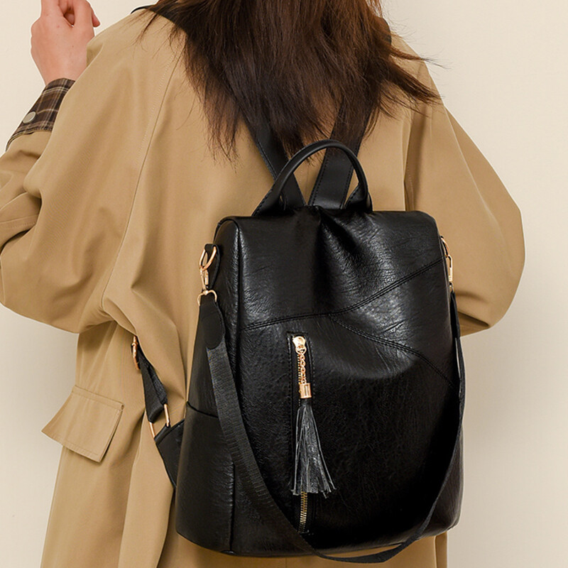 Geantă de mână cu ciucuri de modă de mare capacitate pentru femei, din piele, antifurt, pentru femei, geantă de umăr multifuncțională