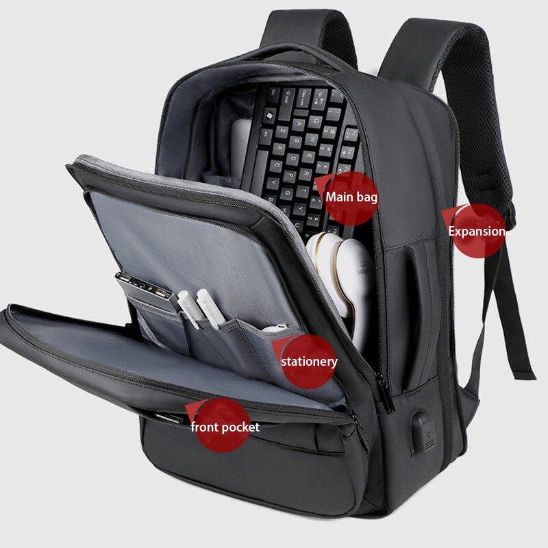 Vīriešu ūdensizturīga mugursoma, liela ietilpība, moderna mugursoma, paplašināma, moderna mugursoma koledžas klēpjdatora mugursoma