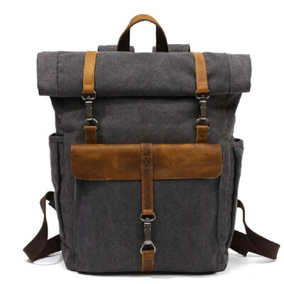 vintage Canvas ādas mugursomas Ceļojošas klēpjdatora mugursomas skolas somas pusaudžiem Back Pack Studentu datoru mugursomas