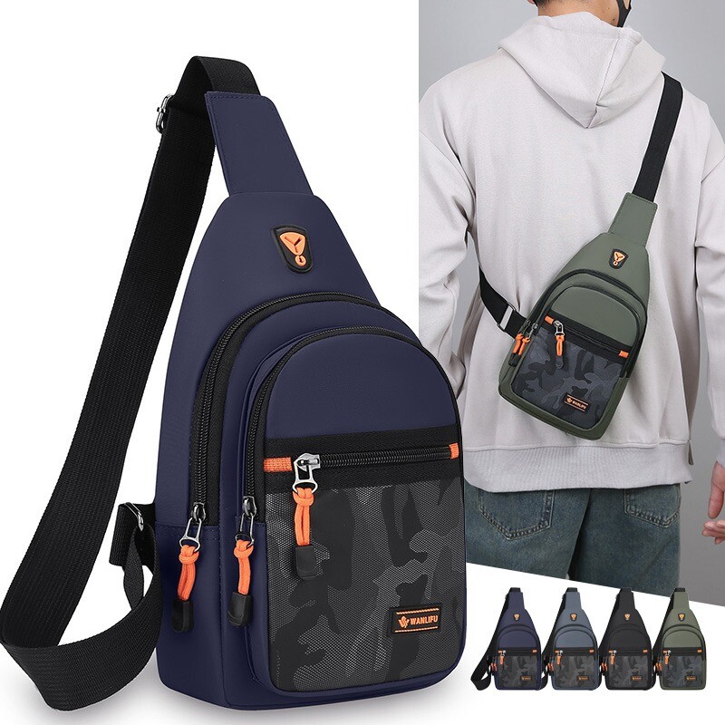 Geantă ușoară, ocazională, pentru piept pentru bărbați, geantă de umăr Oxford, mică, pentru ciclism, geantă de călătorie pentru sport în aer liber