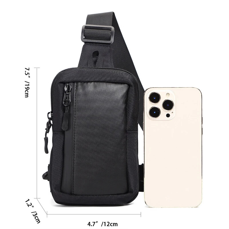 Geantă de piept pentru bărbați mici, genți de umăr pentru bărbați, genți laterale, pentru bărbați, soț, nailon, sport, negru, mini călătorie