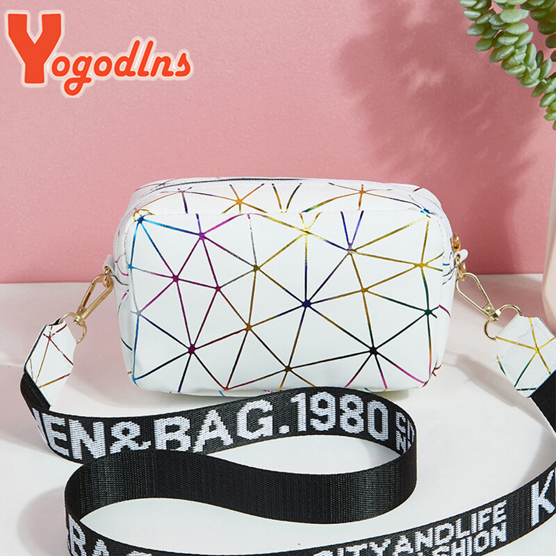 Yogodlns Geantă Messenger de umăr cu laser la modă pentru femeie, geantă pătrată mică, din piele PU, geantă de ghiozdan la modă, nouă.