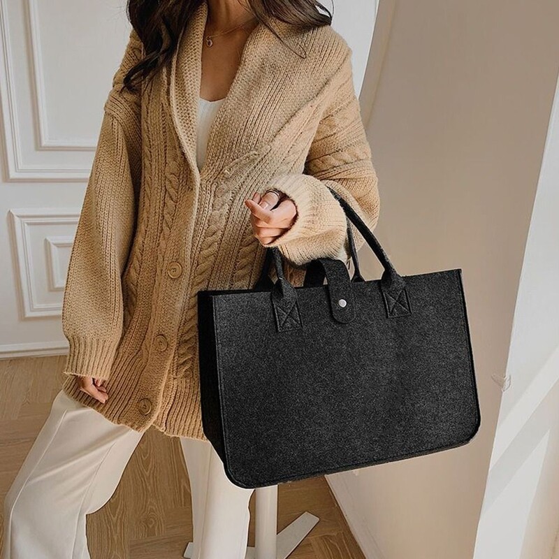 Geantă de umăr din pâslă de capacitate mare Organizator portabil de depozitare Geantă Messenger din pâslă Jucărie articole diverse Geanta de mână Crossbody Femei