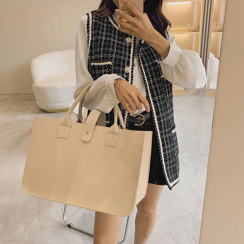 Geantă de umăr din pâslă de capacitate mare Organizator portabil de depozitare Geantă Messenger din pâslă Jucărie articole diverse Geanta de mână Crossbody Femei