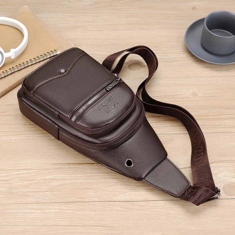 New Kangaroo Luksuzna robna marka Prsni paket Muška torba preko ramena Crno smeđa kožna prsna torba Ležerna putna torba Muška kurirska torba
