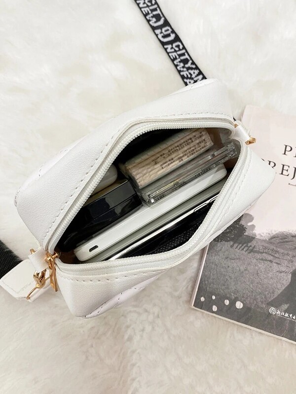 Wave Embroidery Square Bag plecu siksna ar apdrukātu lielas ietilpības plecu soma sievietēm