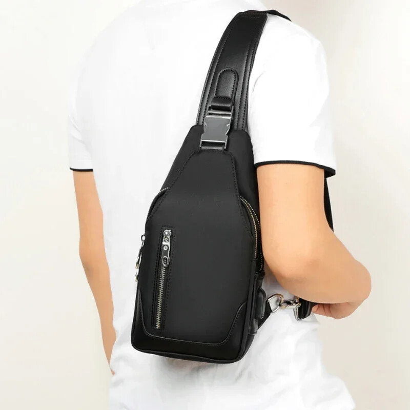 Geantă de umăr la modă pentru bărbați, cu fermoar de înaltă calitate, genți de piept mici cu buzunar pentru telefon mobil, rucsac impermeabil, cadou pentru bărbați