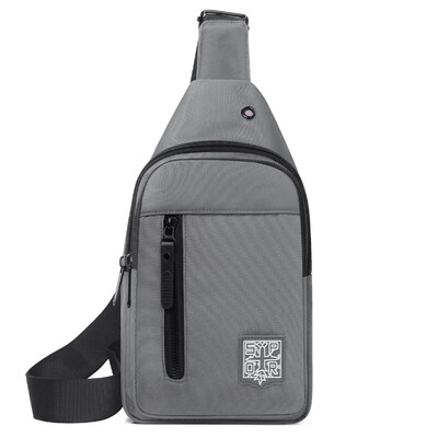 Geantă de piept cu mai multe buzunare din țesătură oxford de culoare uni, geantă de piept sport casual cu talie tăiată pentru ieșiri și naveta zilnică