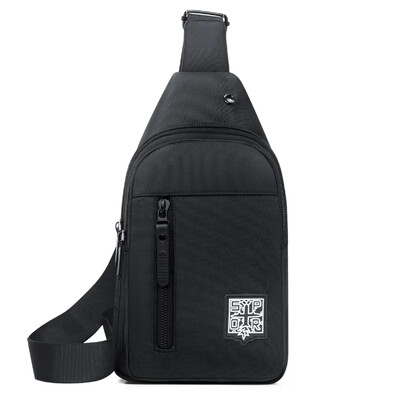 Geantă de piept cu mai multe buzunare din țesătură oxford de culoare uni, geantă de piept sport casual cu talie tăiată pentru ieșiri și naveta zilnică