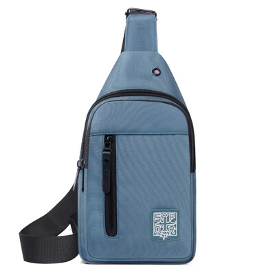 Geantă de piept cu mai multe buzunare din țesătură oxford de culoare uni, geantă de piept sport casual cu talie tăiată pentru ieșiri și naveta zilnică