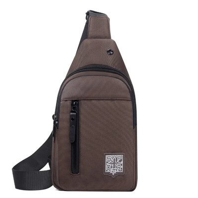 Geantă de piept cu mai multe buzunare din țesătură oxford de culoare uni, geantă de piept sport casual cu talie tăiată pentru ieșiri și naveta zilnică